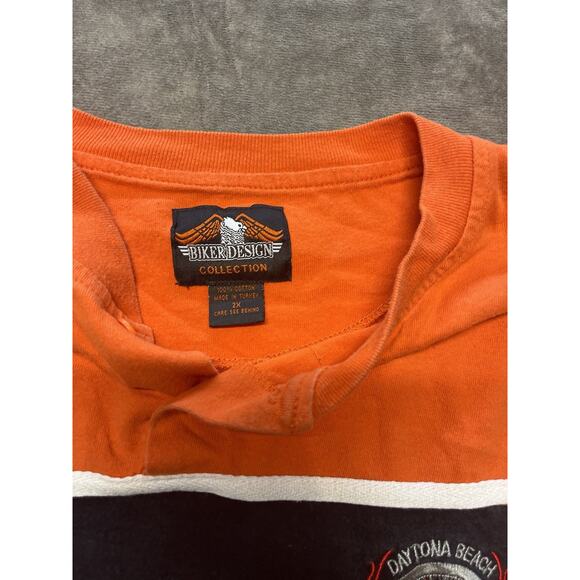 Vintage 2003 Daytona Beach‎ Bike Week Henley 2x Size XXL Biker Orange Black L/s - Picture 3 of 5